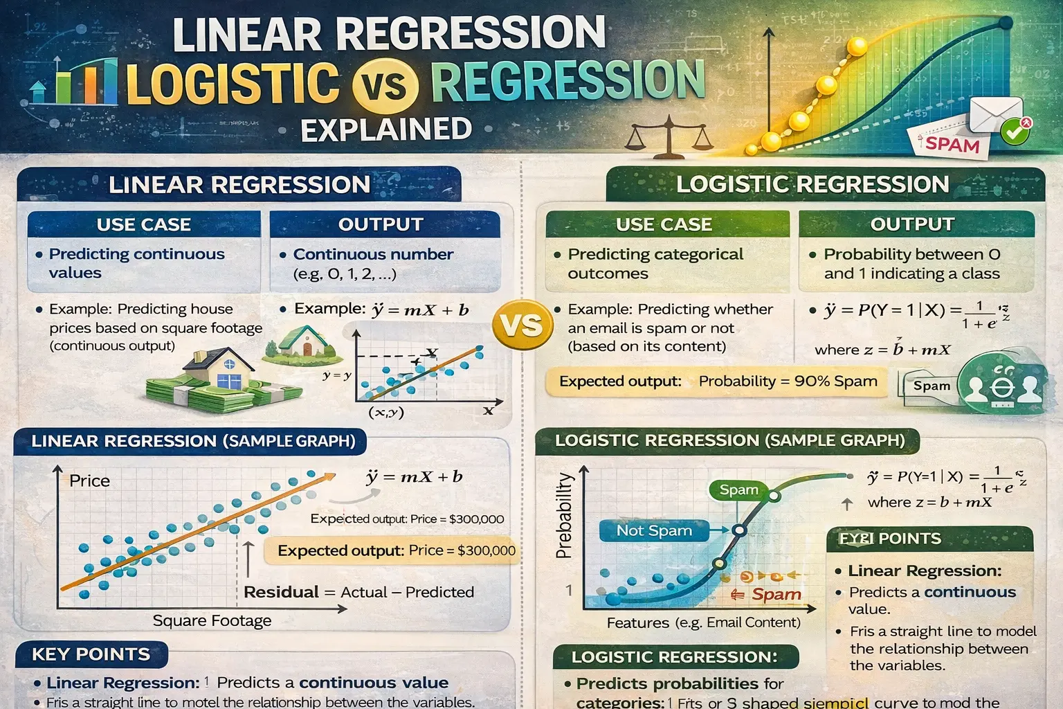 Linear Regression vs Logistic Regression Explained